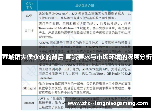 蓉城错失侯永永的背后 薪资要求与市场环境的深度分析